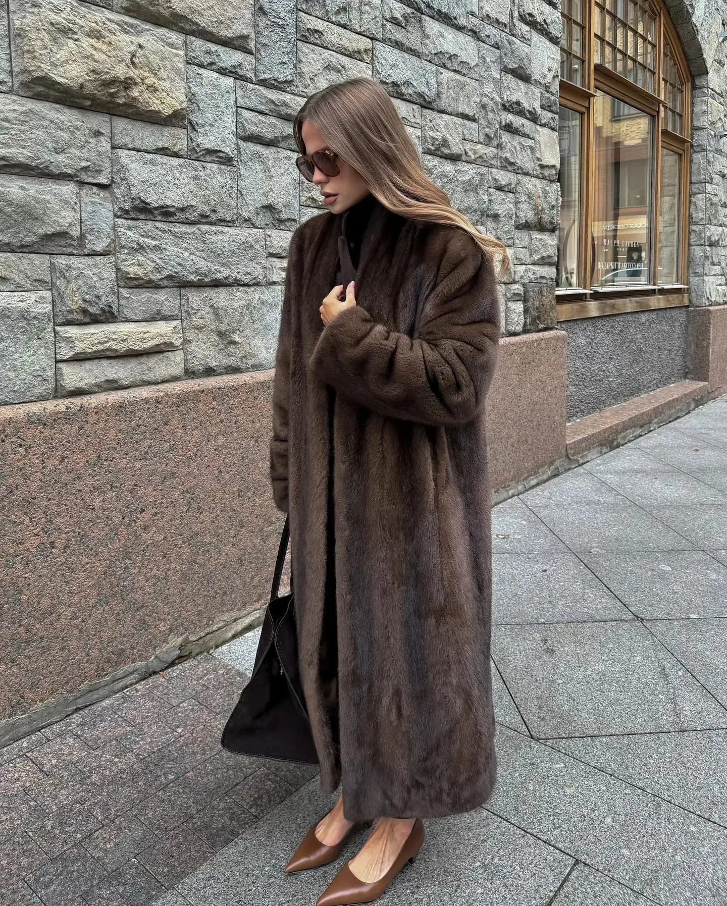 Fashionkova Women's Luxury Soft Thicken Warm Hairy Faux Fox Fur Coat Fashion Oversized Brown Long Sleeve Fluffy Jacket 2024 Lady Streetwear