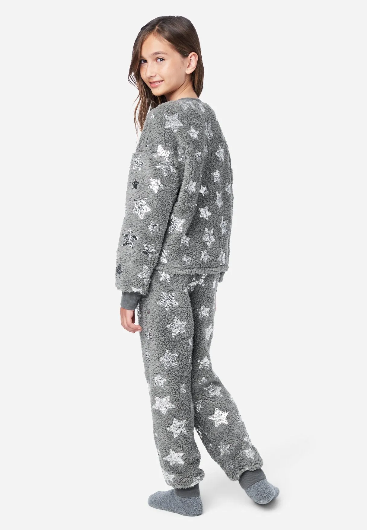 Faux Sherpa Patterned Pajama Set