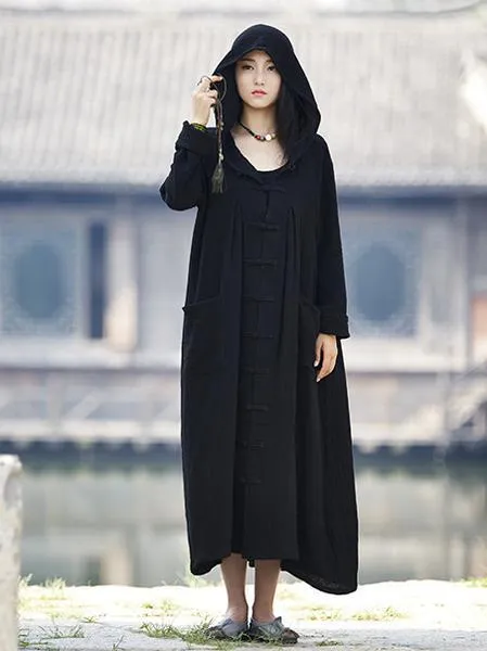 Flytonn-Winter Outfits Christmas Thanksgiving Gift New Year's Eve Outwear National Style Mistarious Linen Cape Coat