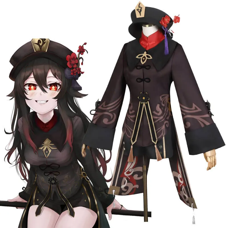 Game Genshin Impact Hu Tao Cosplay Costume Full Set Halloween Outfit