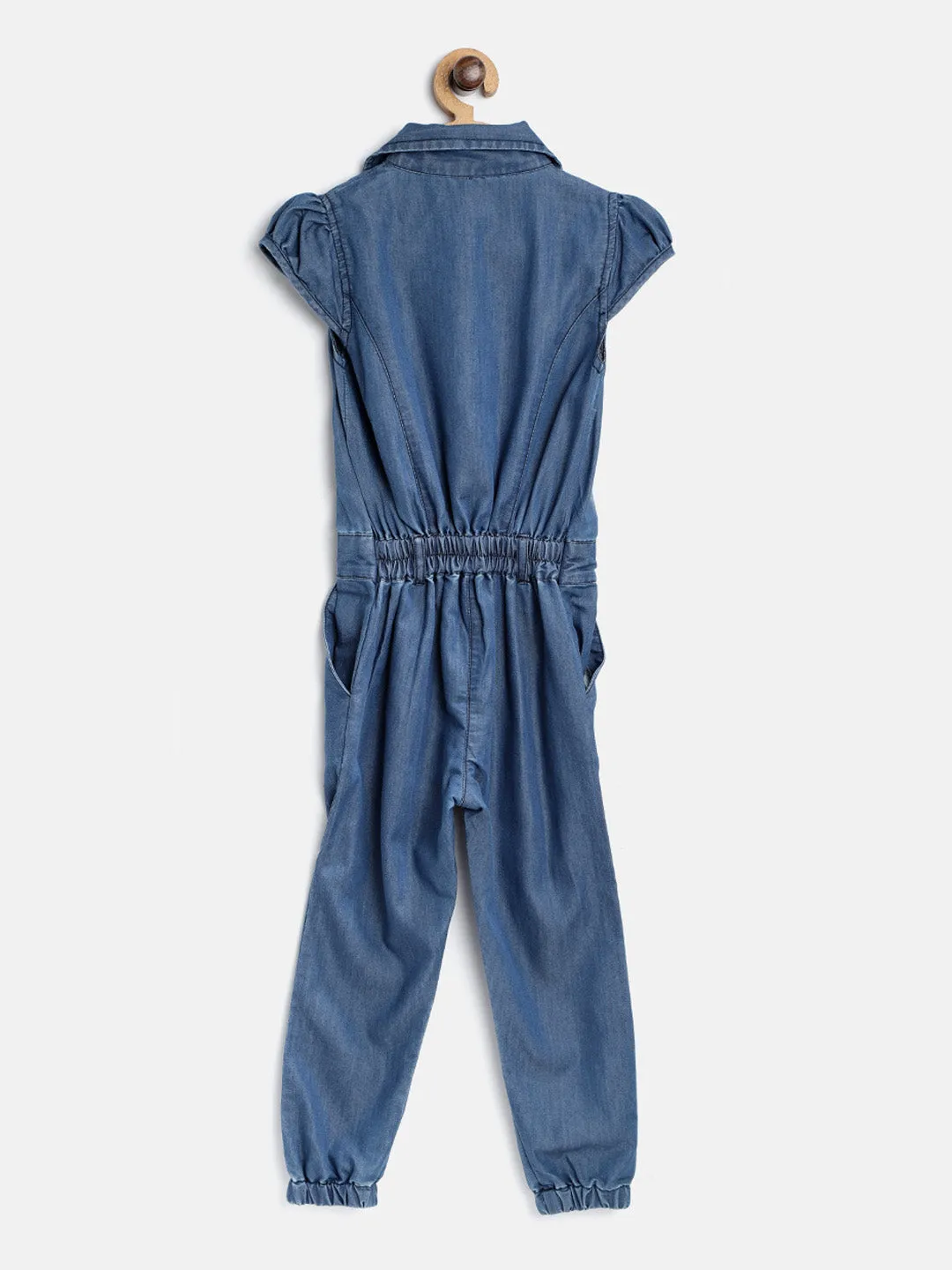 Gilr's Denim Dark Blue Wash Jumpsuit - StyleStone Kid