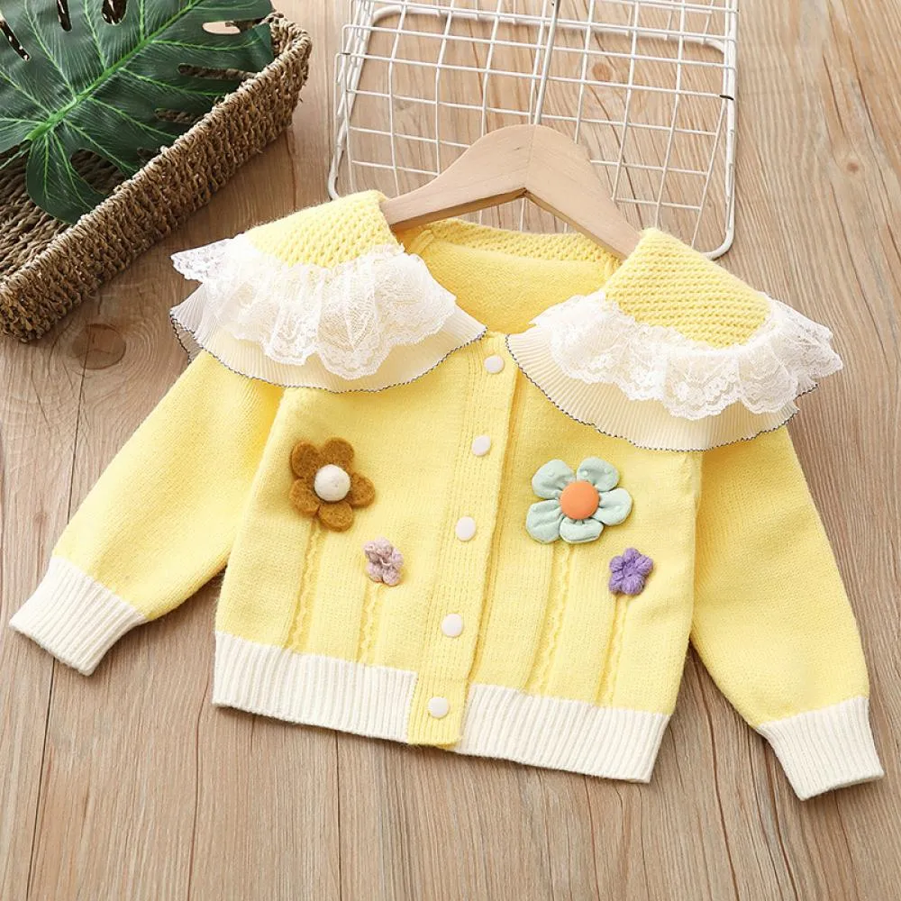 Girls Knitwear Children's Wear Sweater Cardigan Autumn Coat Wholesale Girls Clothes