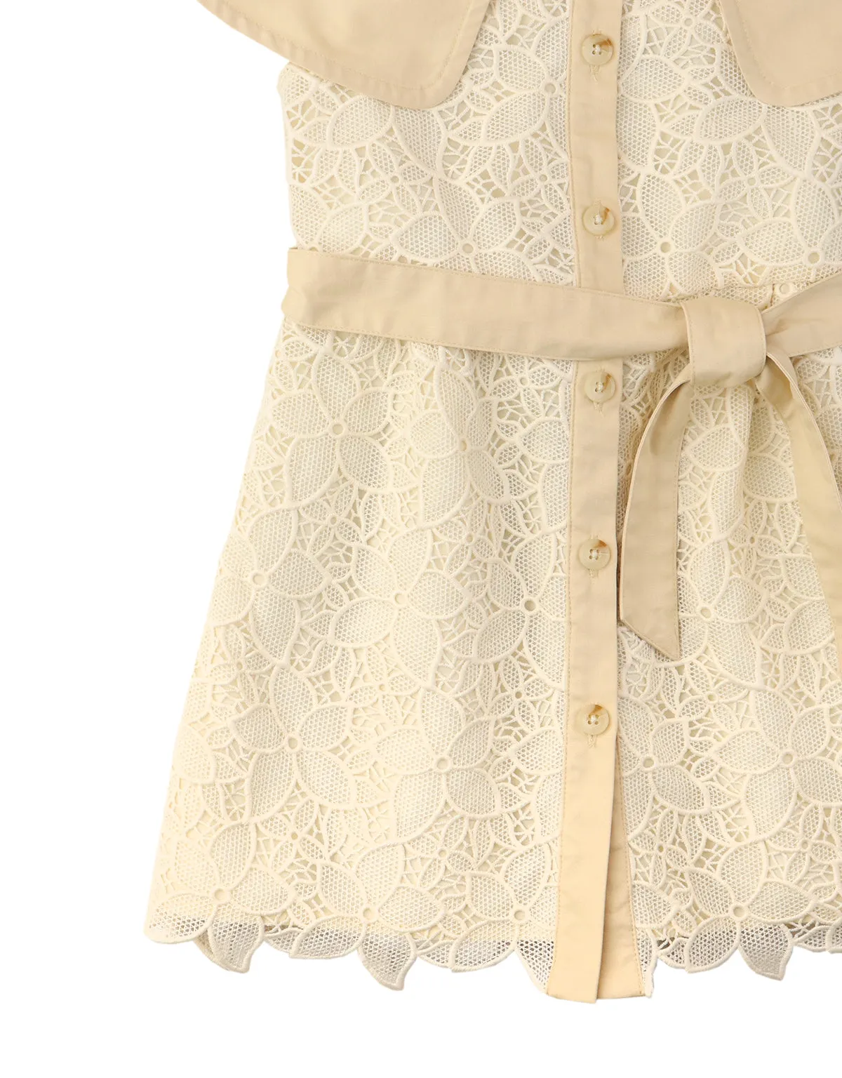 GIRLS LACE COAT DRESS WITH CAPE AND SASH
