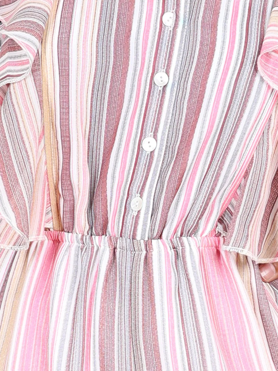 Girl's  Striped Polyester Jumpsuit With Asymmetric Hemline - StyleStone Kid