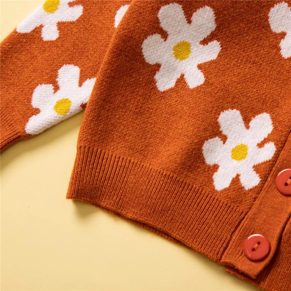 Girls Sweater Coat Autumn and Winter Leopard Print Knitted Cardigan Wholesale Girls Clothes