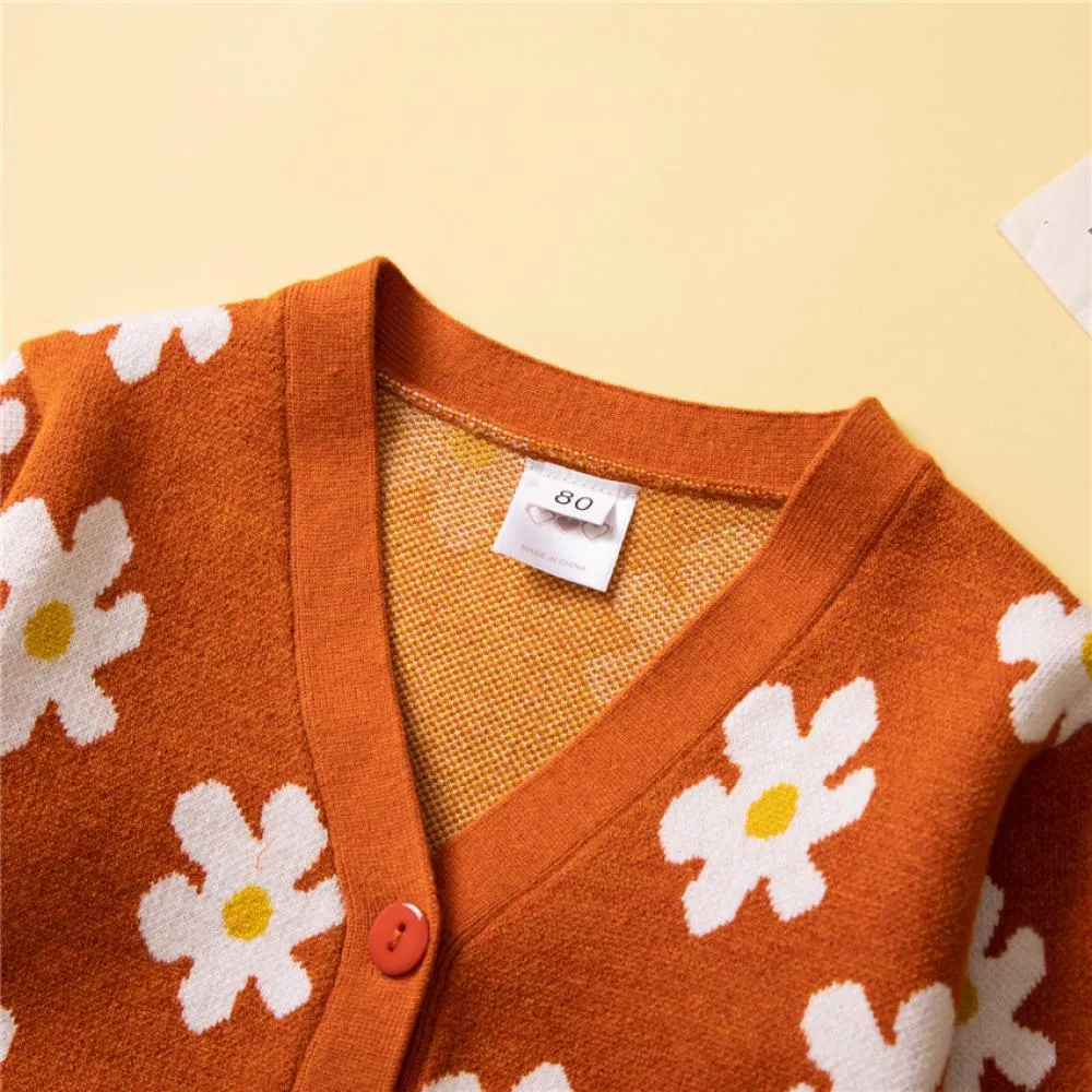Girls Sweater Coat Autumn and Winter Leopard Print Knitted Cardigan Wholesale Girls Clothes