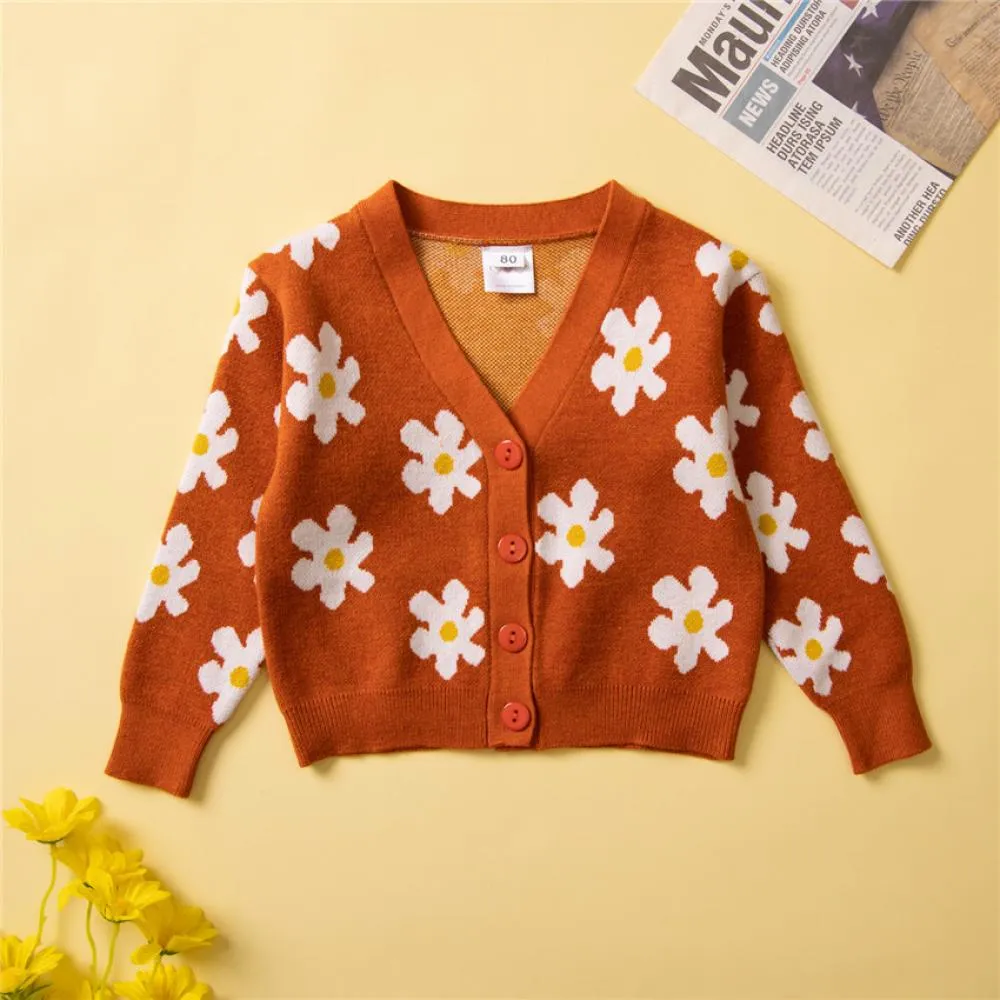 Girls Sweater Coat Autumn and Winter Leopard Print Knitted Cardigan Wholesale Girls Clothes