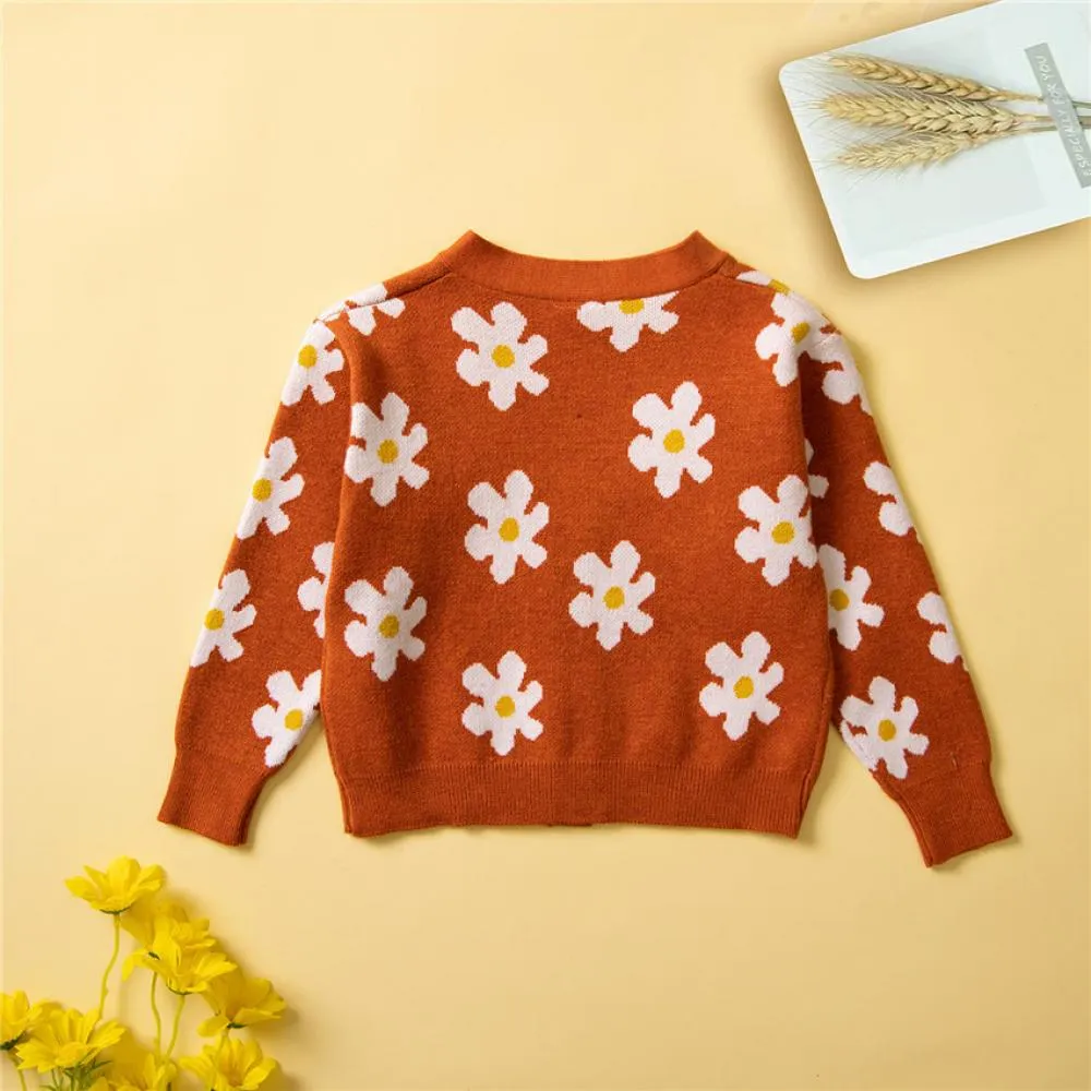 Girls Sweater Coat Autumn and Winter Leopard Print Knitted Cardigan Wholesale Girls Clothes