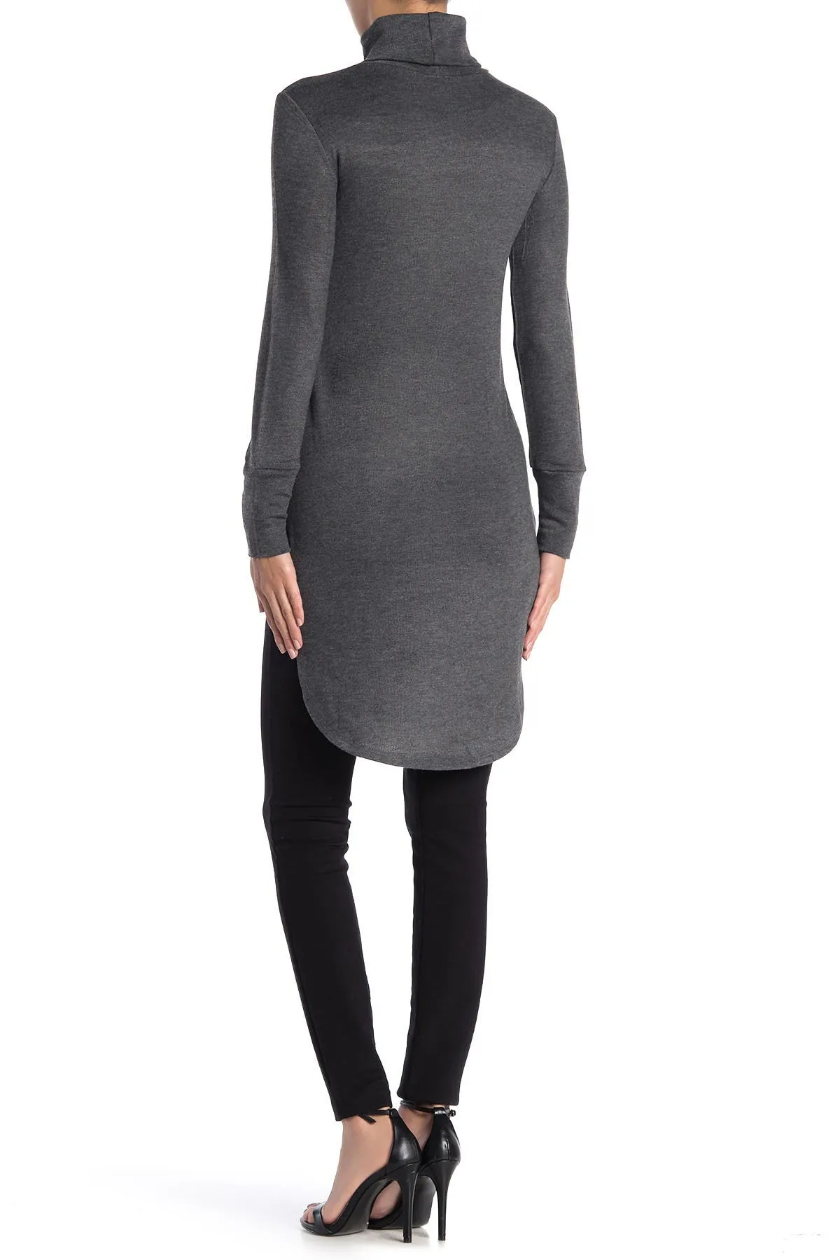 GO COUTURE Turtleneck High/Low Hem Tunic Sweater