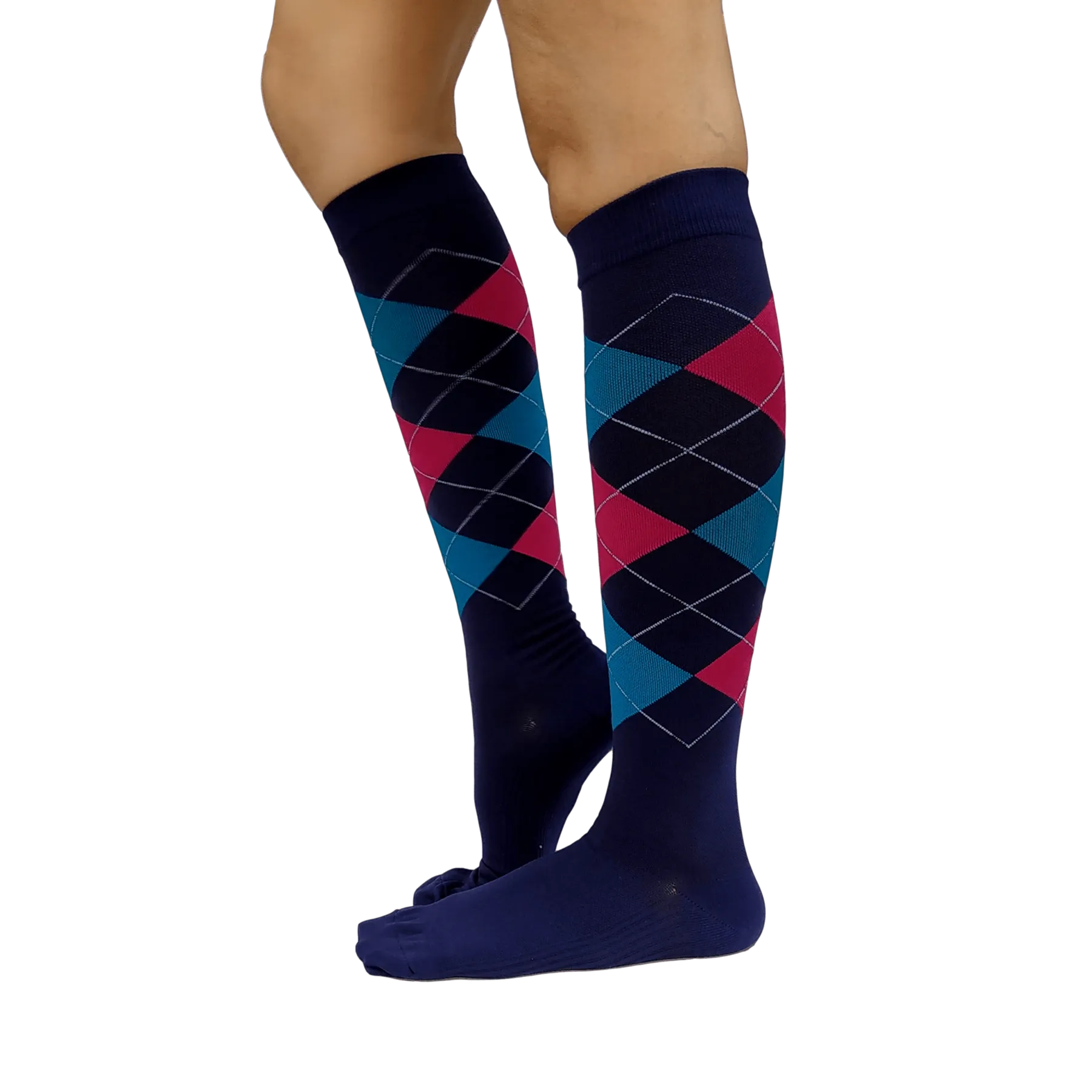 Graduated Compression Socks in Navy Argyle