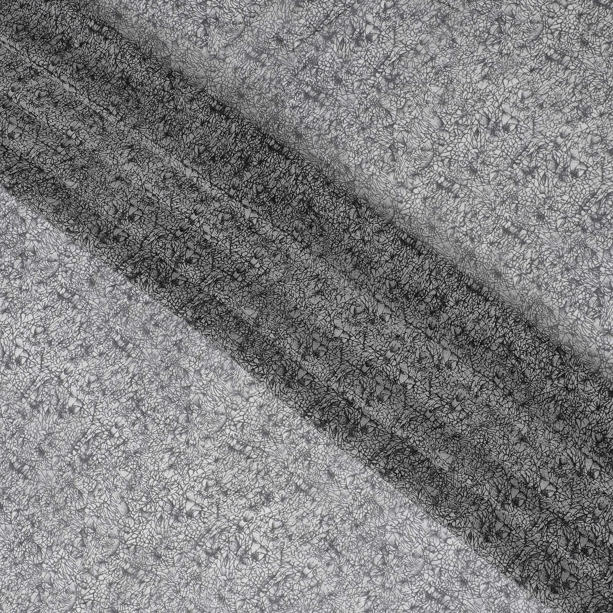 Graphite Whispers Pure Wrinkle Silk Chiffon Fabric - Abstract Elegance, 110cm Width - Buy Online by the Meter-D18057