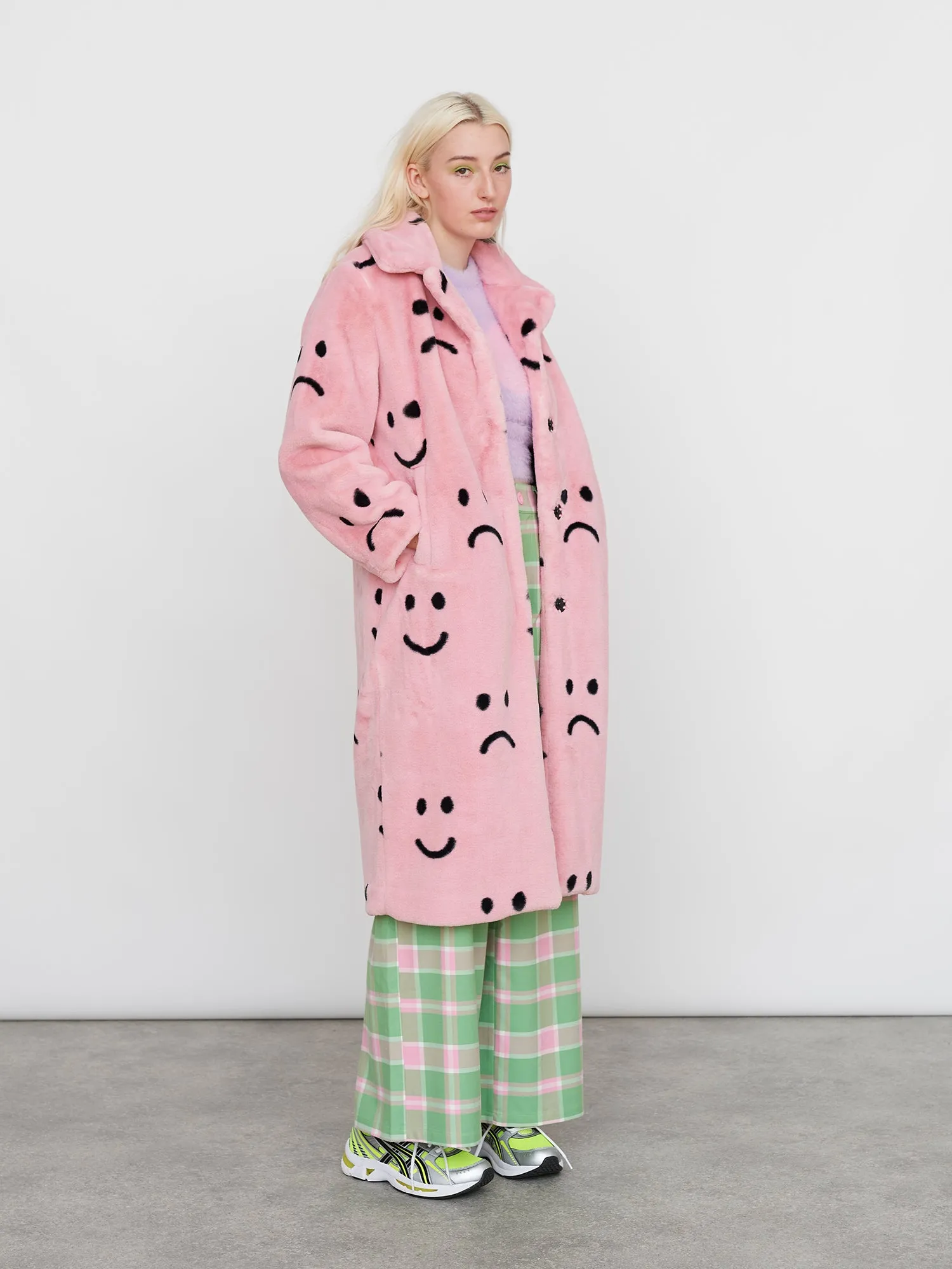Happy Sad Faux Fur Coat