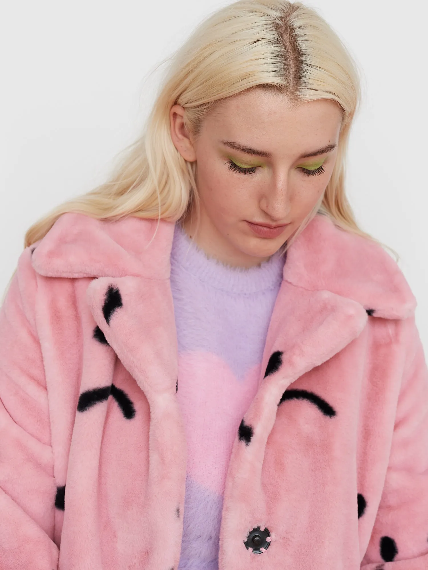 Happy Sad Faux Fur Coat
