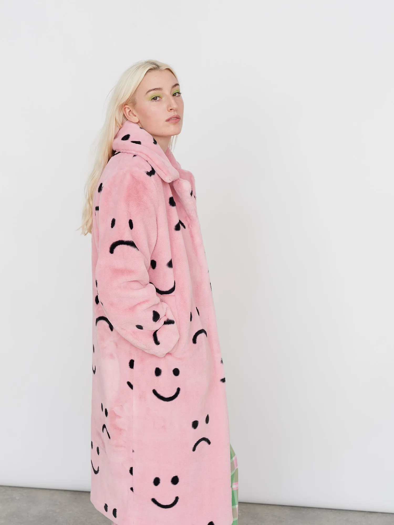 Happy Sad Faux Fur Coat