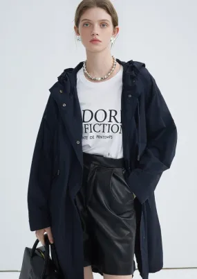 HOODED SLIT LONG TRENCH COAT