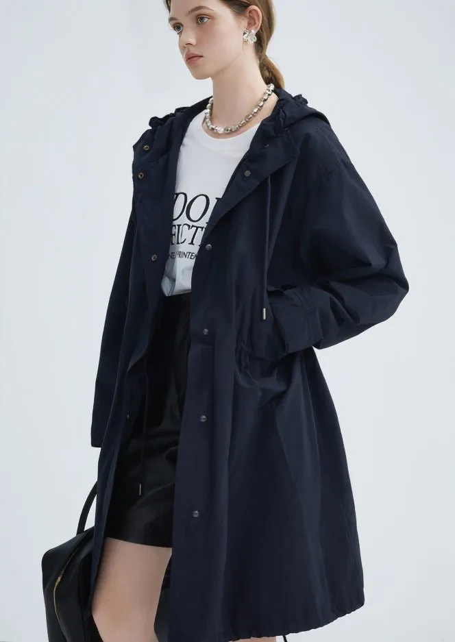 HOODED SLIT LONG TRENCH COAT