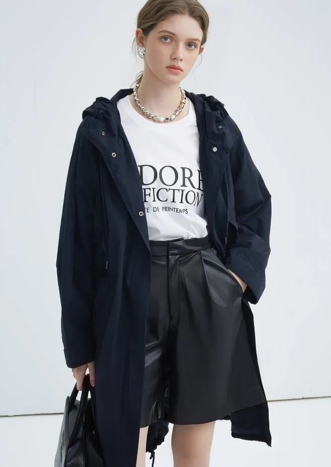 HOODED SLIT LONG TRENCH COAT