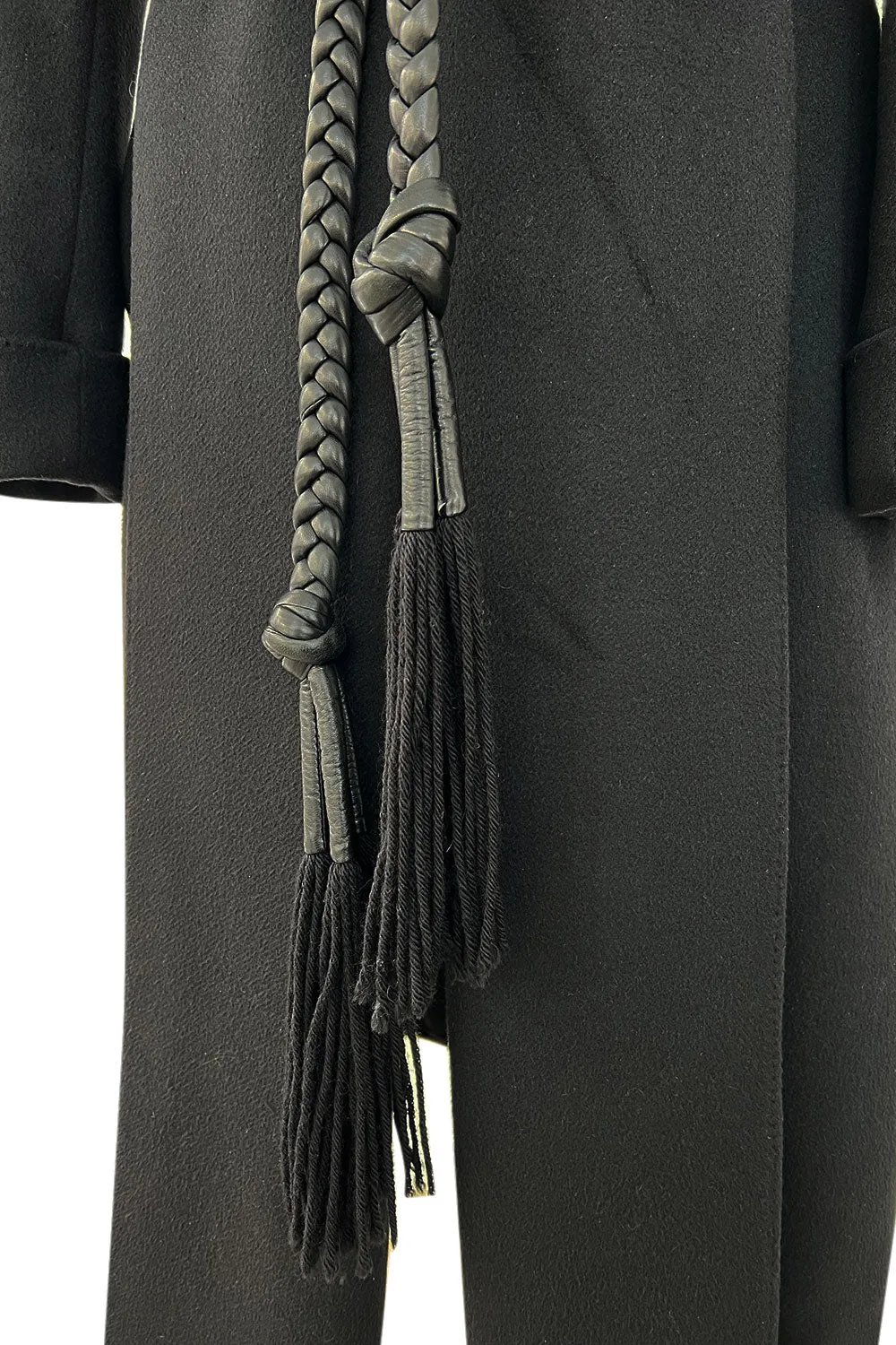 Incredible Fall 2006 Alexander McQueen Black Cashmere Coat w Detachable Fur Collar
