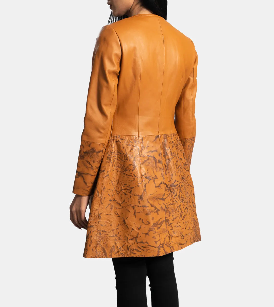 Irina Women's Mustard Yellow Leather Coat