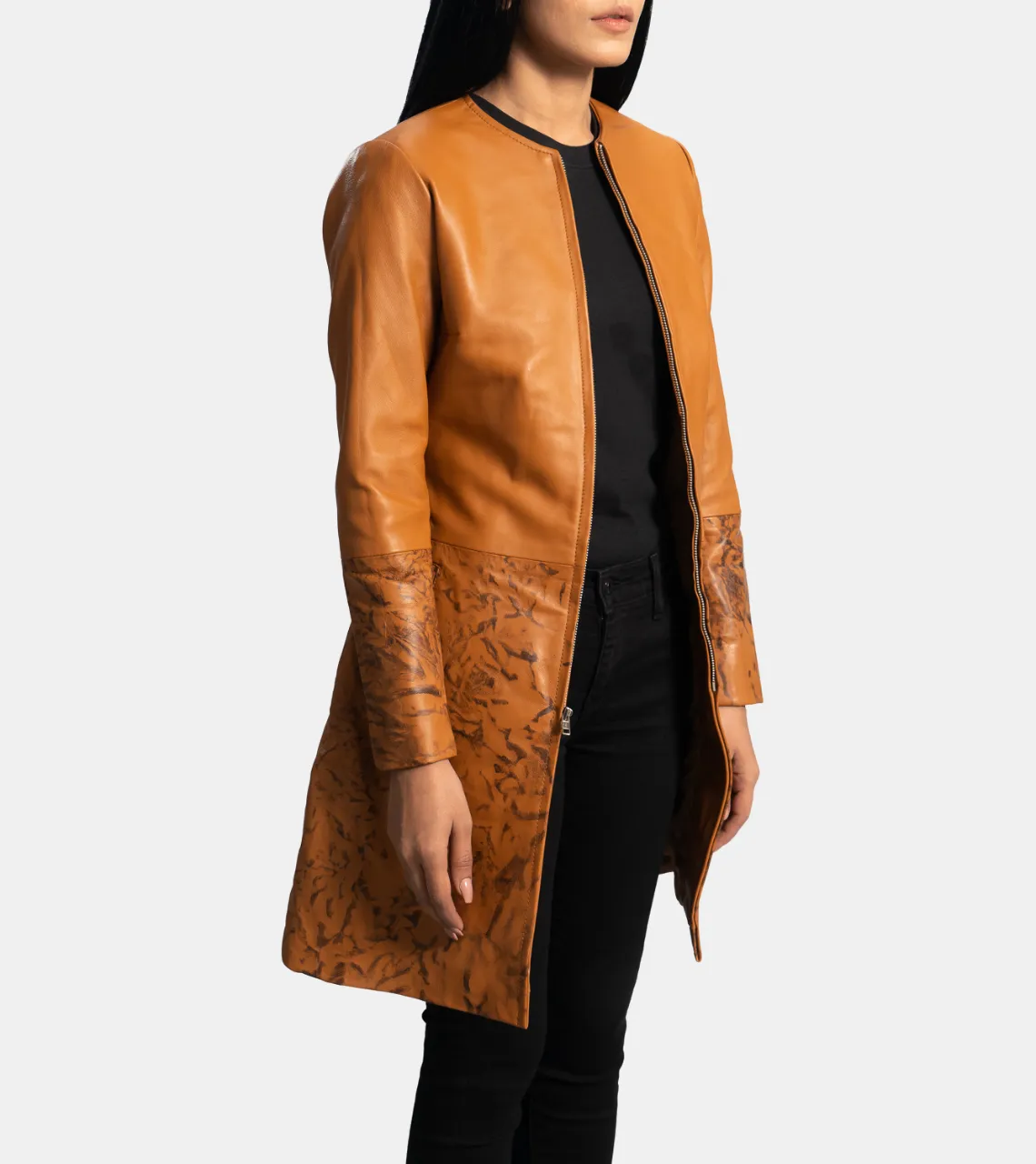 Irina Women's Mustard Yellow Leather Coat