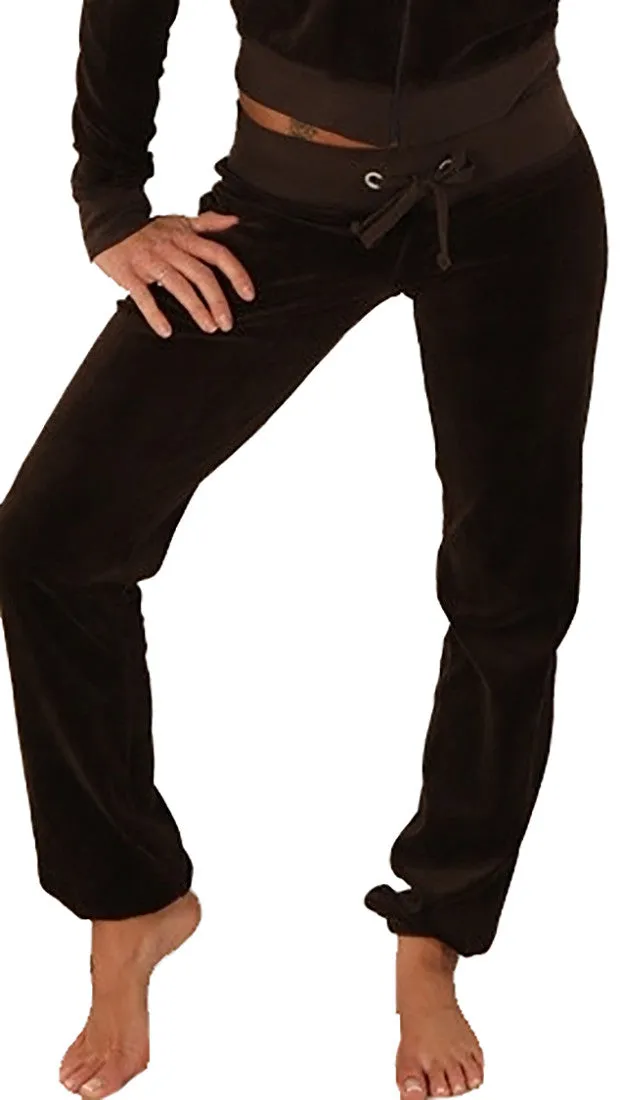 Juicy Couture Straight Leg Skinny Velour Pants Granola