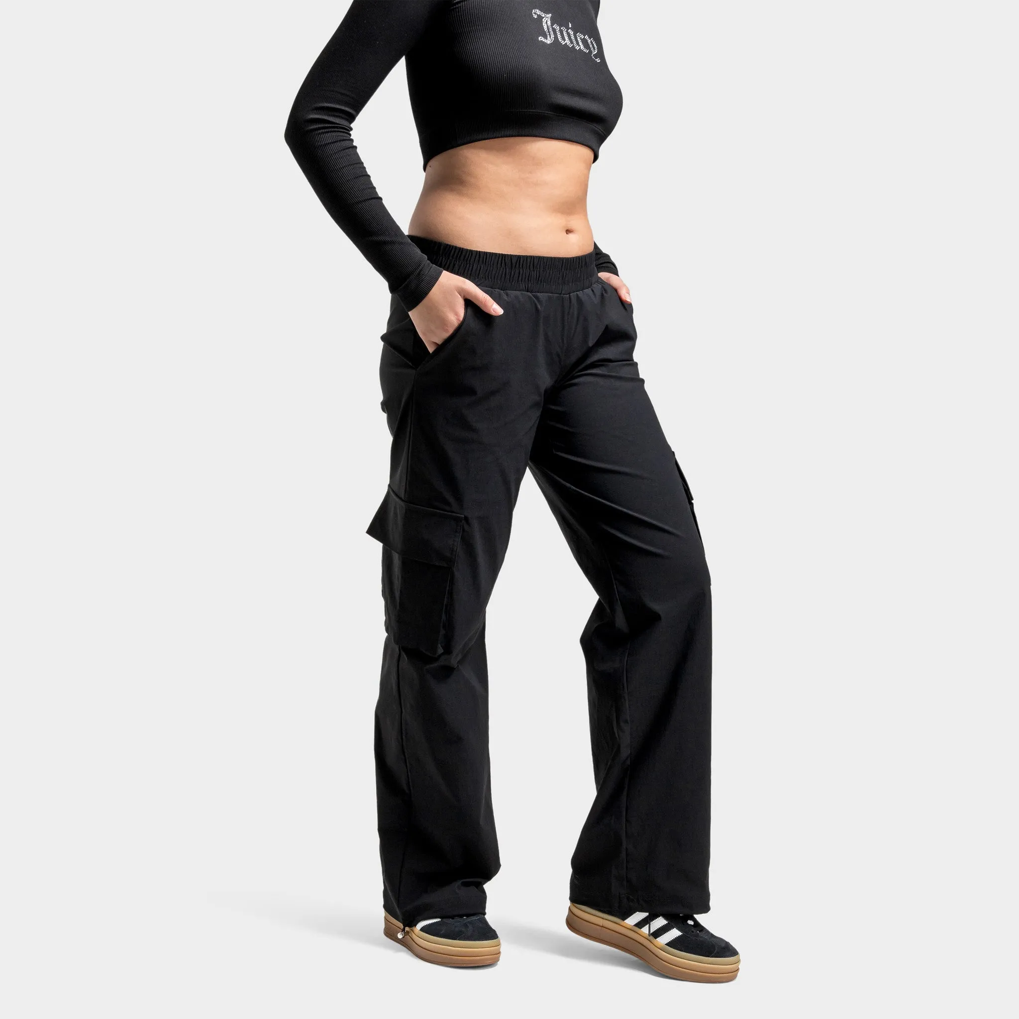Juicy Couture Women's Wide Leg Cargo Utility Pants / Black