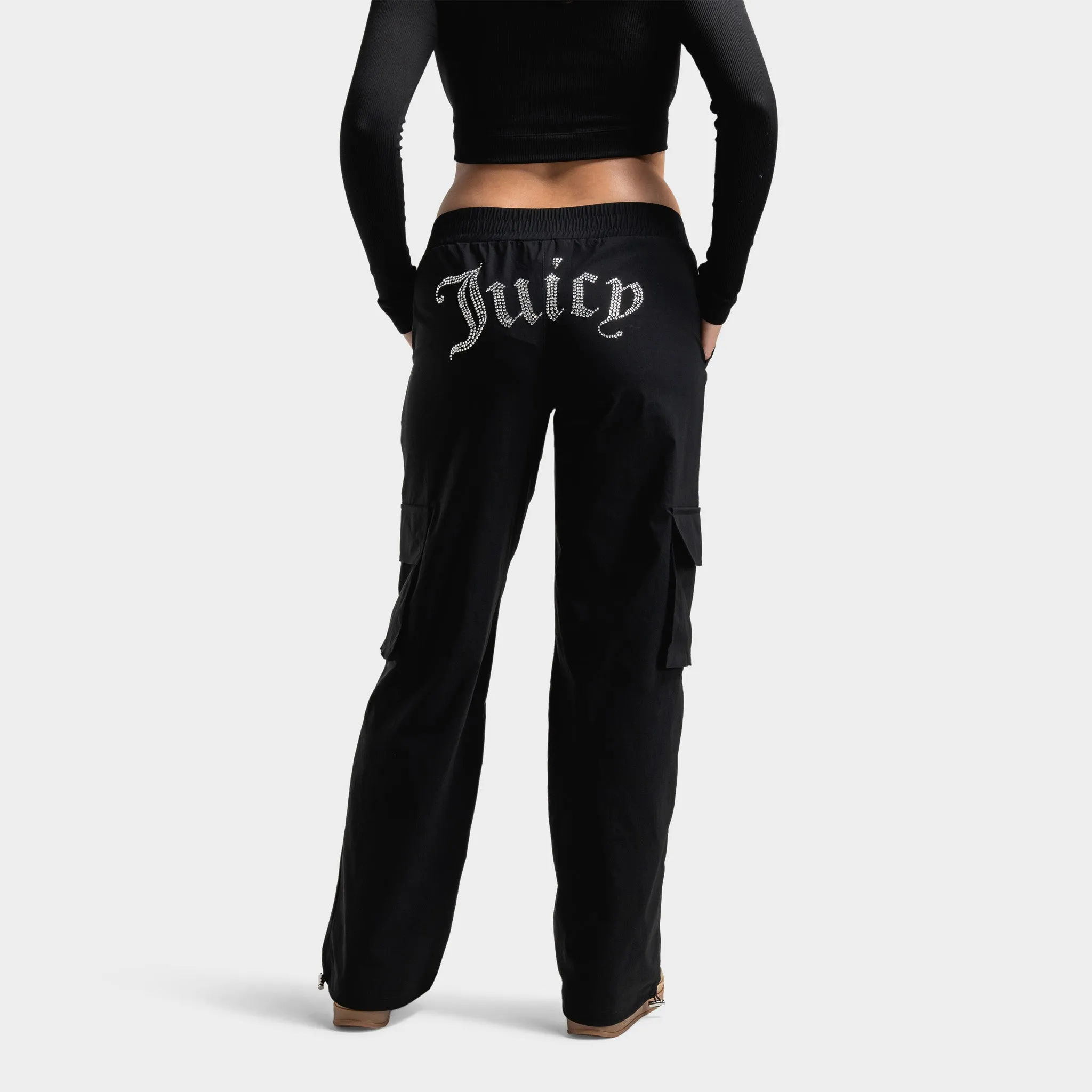 Juicy Couture Women's Wide Leg Cargo Utility Pants / Black