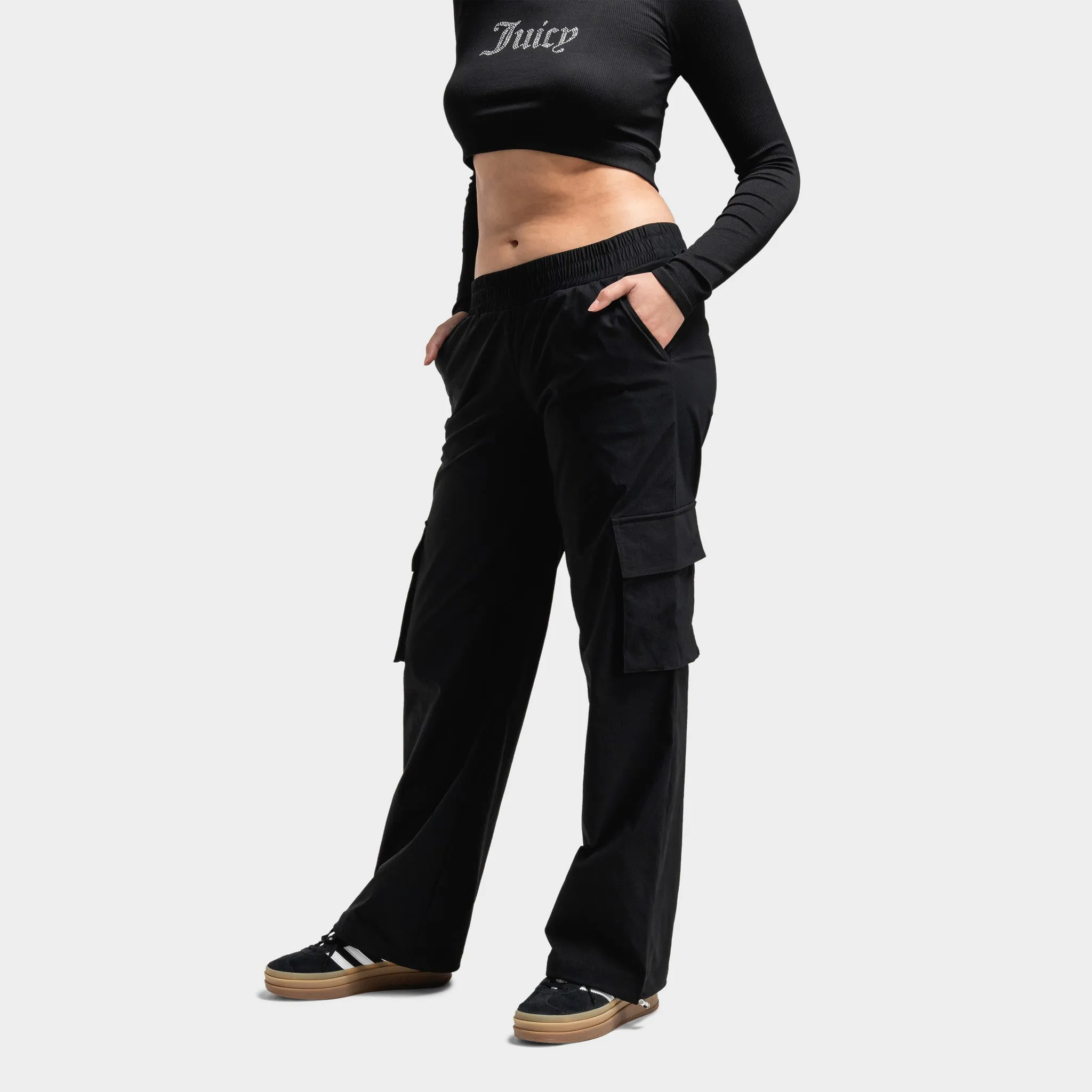 Juicy Couture Women's Wide Leg Cargo Utility Pants / Black