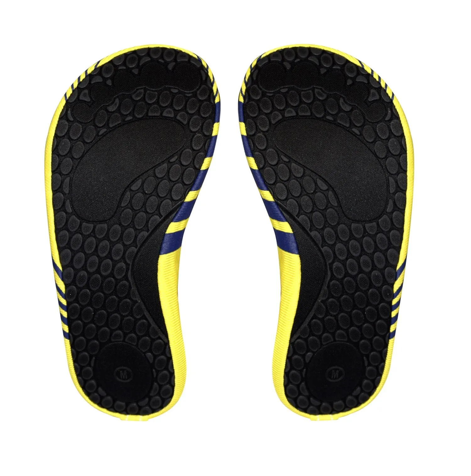 Kids Toddler Boys Athletic Water Shoes Pool Beach Aqua Socks (Large, Yellow Navy)