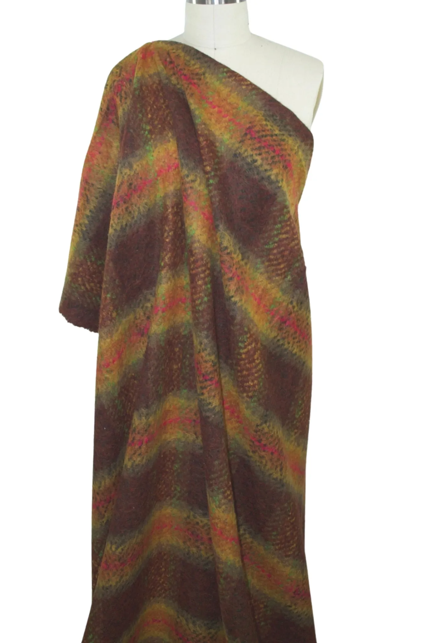 K@rl L@gerfeld Bold Plaid Mohair Coating - Rust Tones/Pink/Green