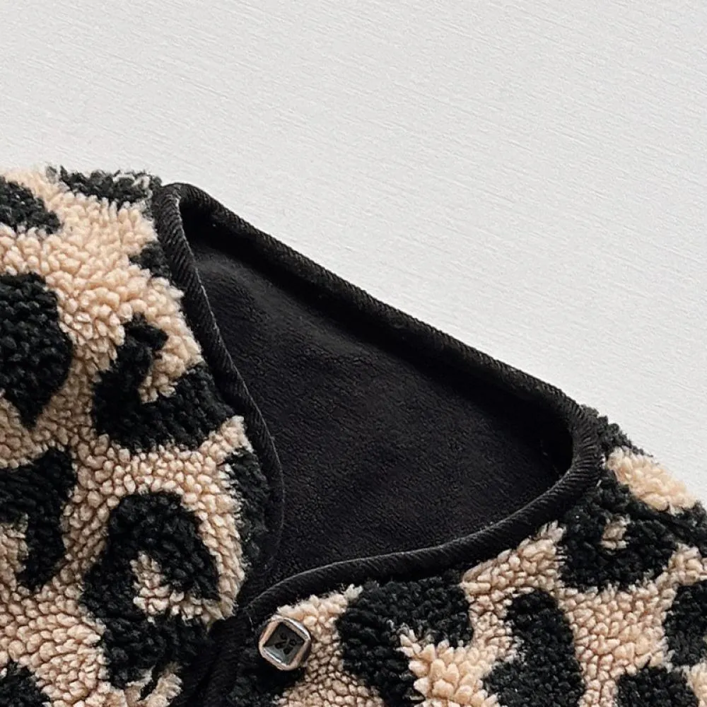 Leopard Print Plush Coat Winter Thickened Warm Children's Clothing Boys And Girls Personality Coat Wholesale Kids Clothes