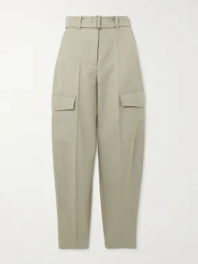 Light brown garbadine tapered cargo pants
