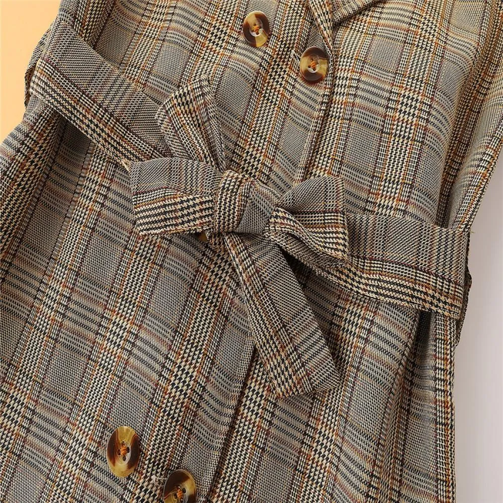 Little Girls New Long-sleeve Plaid Coat Wholesale Girls Clothes