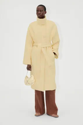 Long Sleeve High Collar Coat - Butter Milk
