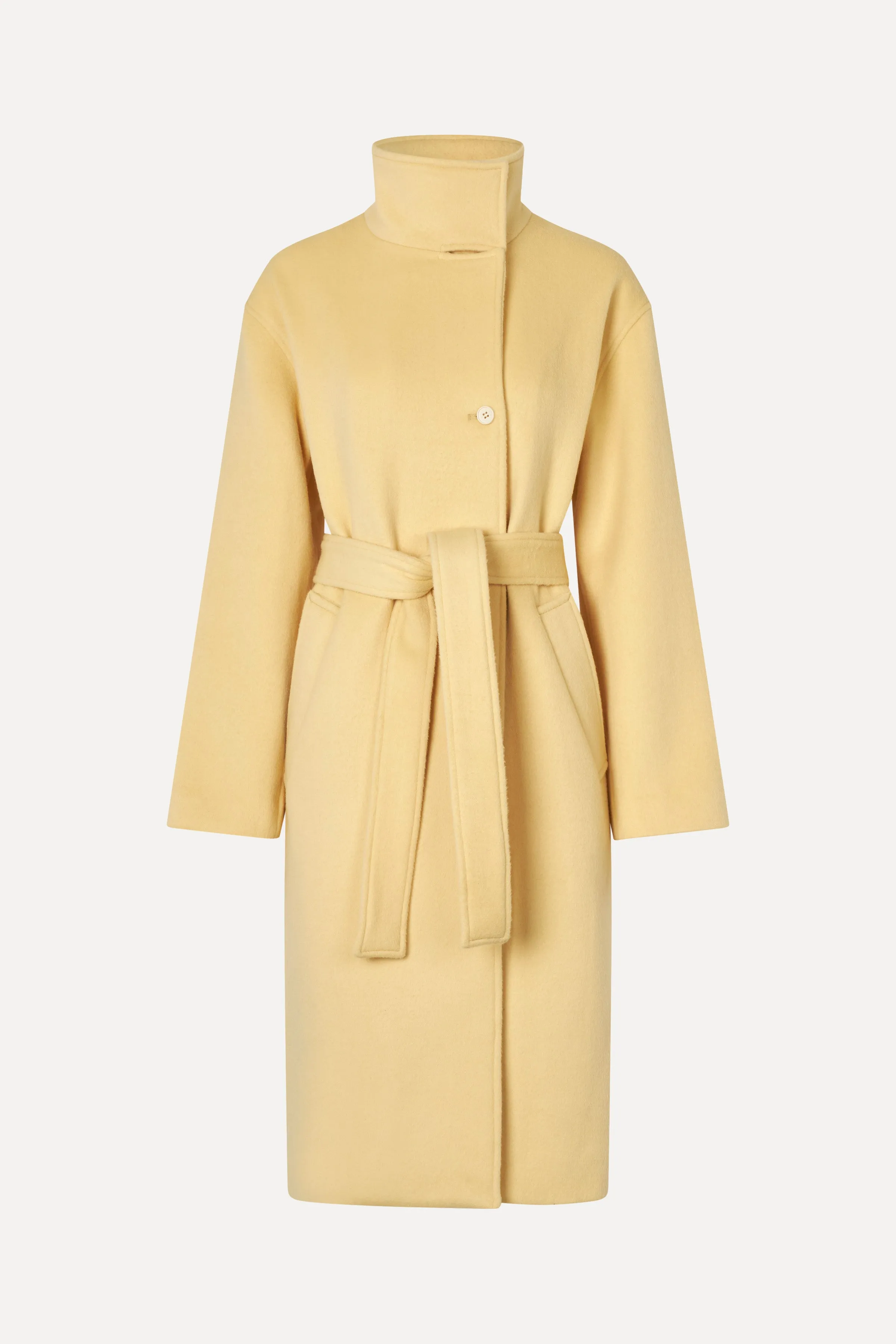 Long Sleeve High Collar Coat - Butter Milk