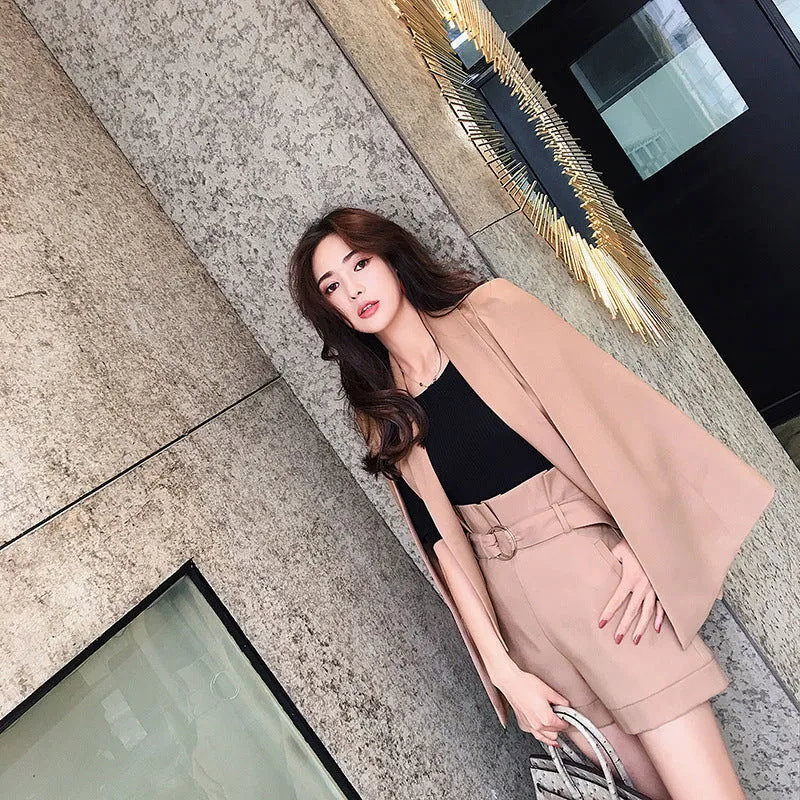 LovelyRLovely Temperament Cape Blazer Shorts Two-piece Suit