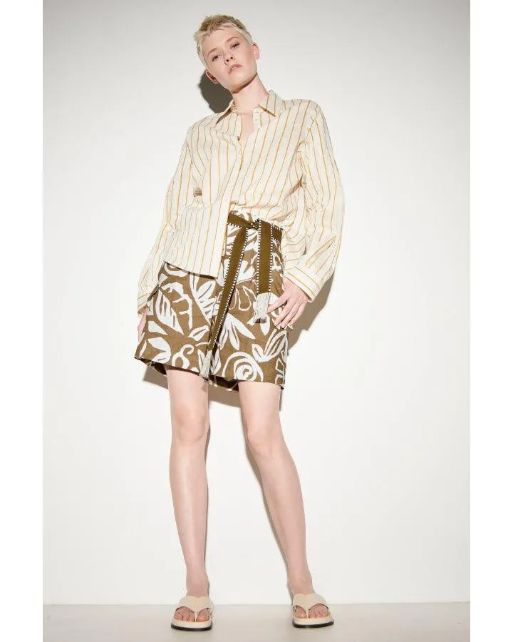 Luisa Cerano Leaf Print Cargo Shorts