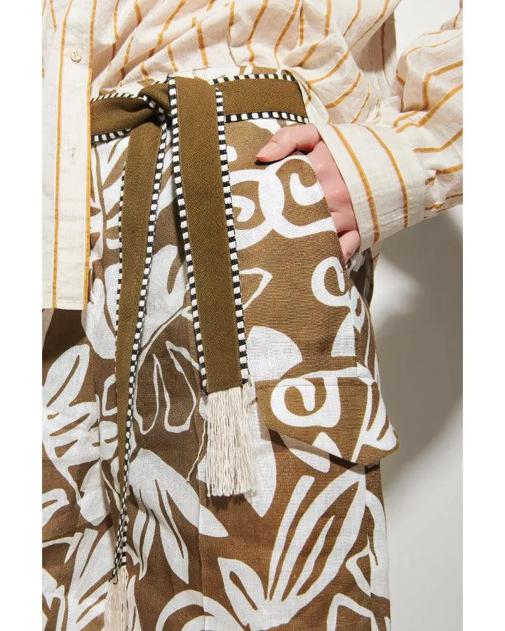 Luisa Cerano Leaf Print Cargo Shorts