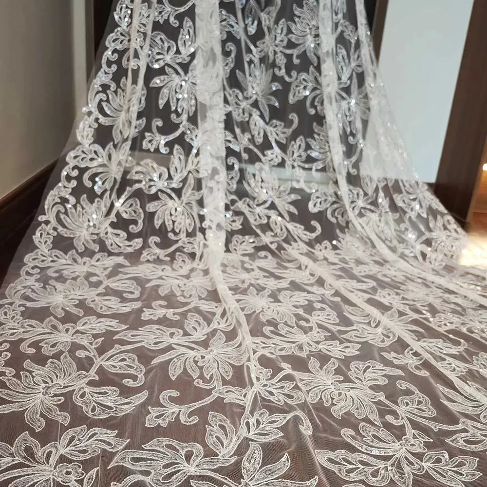 Luxury Glitter Sequins Shoulder Veil 3 Meters Long Wedding Cape