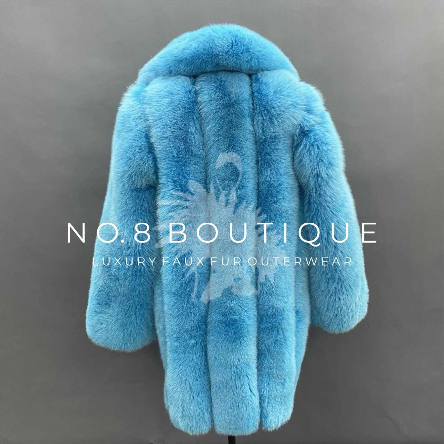 Madrid Straight Row Collar Faux Fur Coat