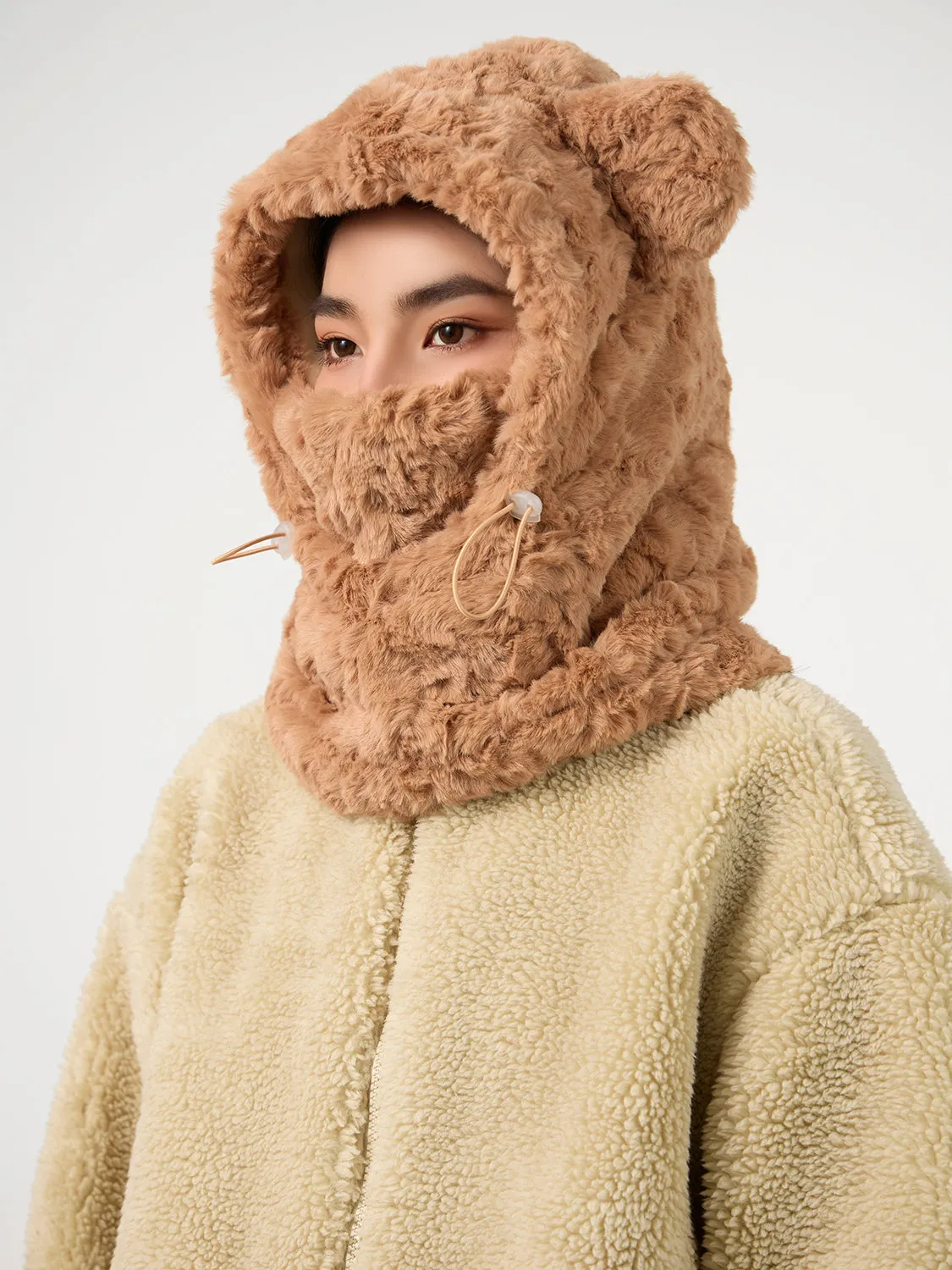 MDOG Balaclava Fleece Ski Mask Fur Bear for Women