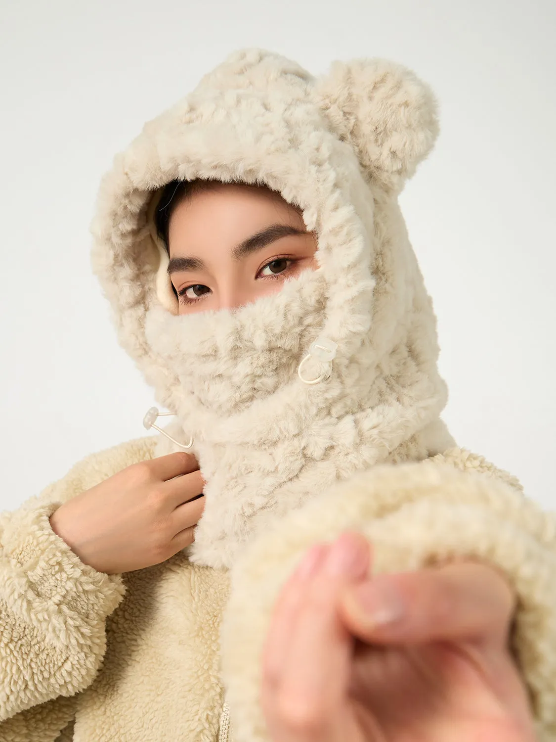 MDOG Balaclava Fleece Ski Mask Fur Bear for Women