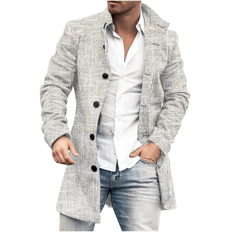 Men's Mid-Length Plaid Print Casual Coat 30479050L