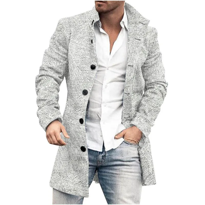 Men's Mid-Length Plaid Print Casual Coat 30479050L