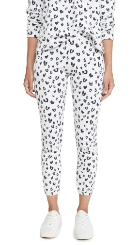 MONROW Heart Leopard Elastic Waist Sweats Natural