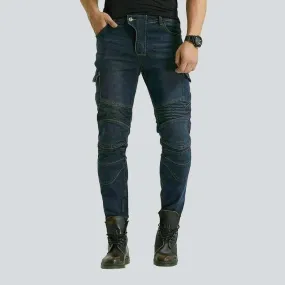 Navy men's biker jeans