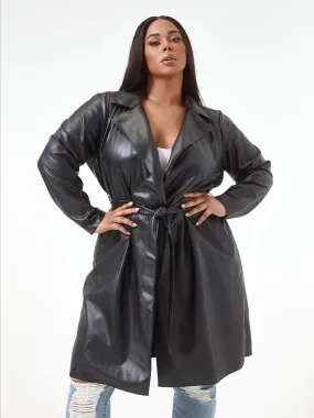 Nina Faux Leather Trench Coat