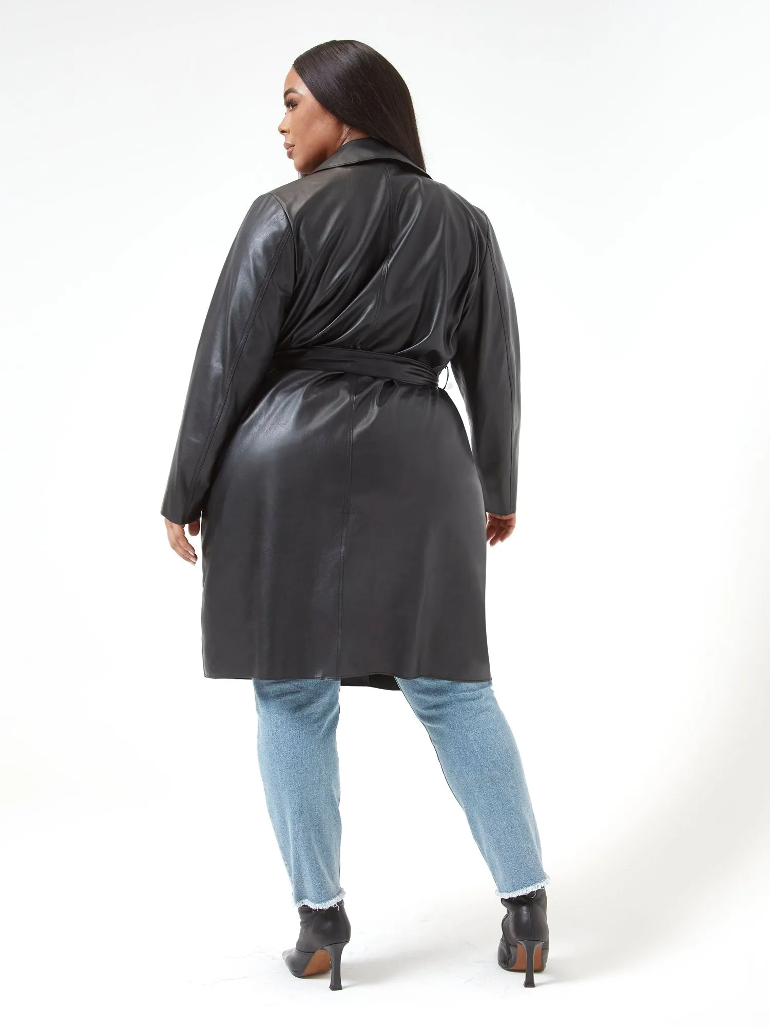 Nina Faux Leather Trench Coat