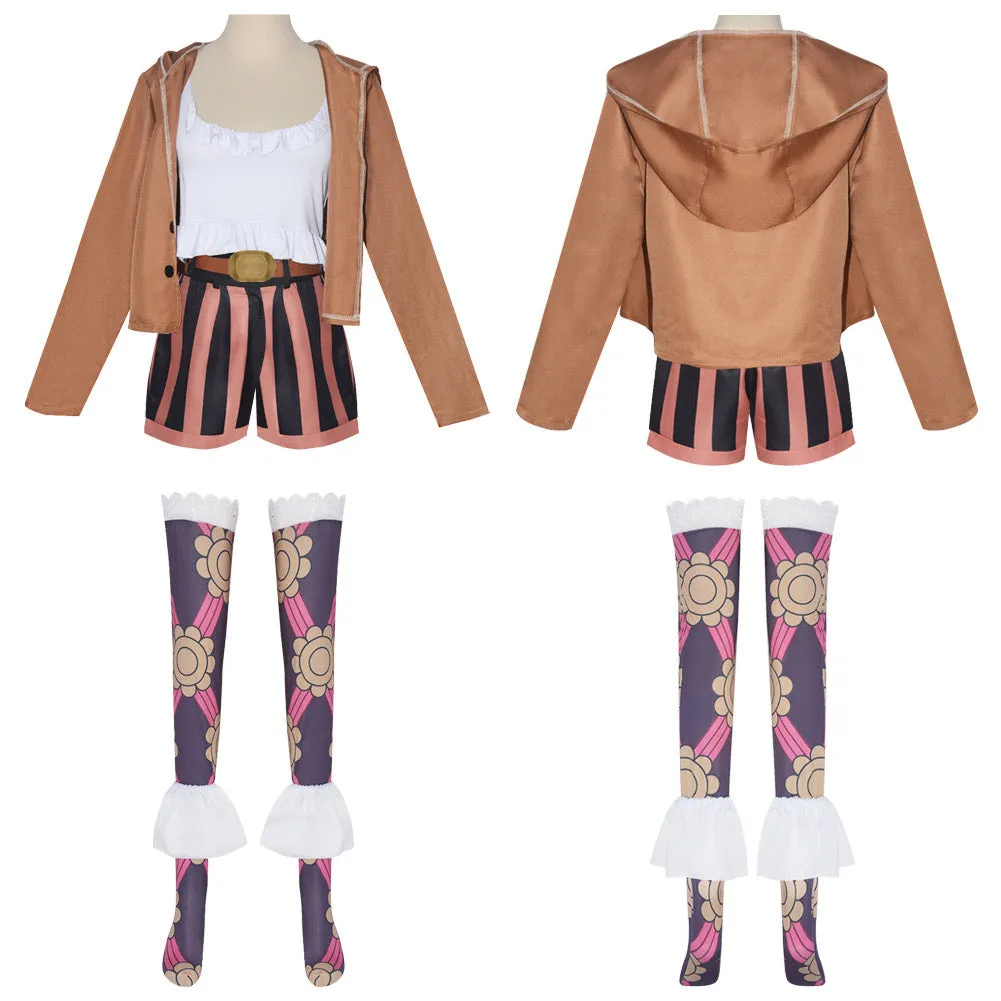 One Piece Jewelry Bonney Women Brown Suit Party Carnival Halloween Cosplay Costume