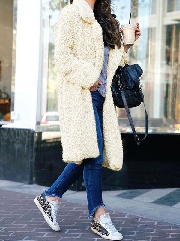 Open Front Faux Fur Maxi Coat